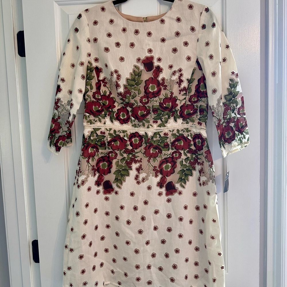 Gabby Skye Floral Red/Cream Dress